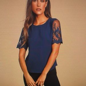 Lulus Navy Blouse